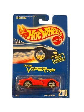 2/$12 Vintage Die Cast Hot Wheels 1993 Dodge Viper RT/10 Collector 210 Red Car